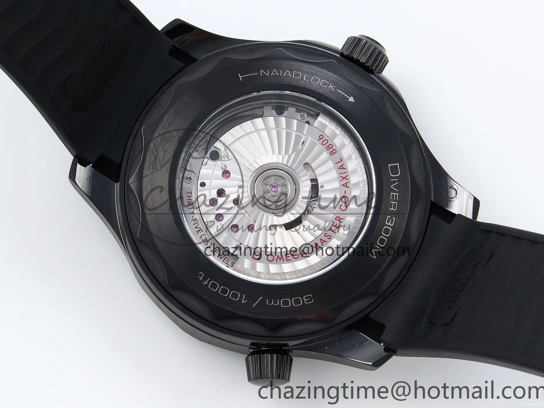 0405 Seamaster 300m 43.5mm Black Ceramic S+F 1:1 Best Edition Black Dial on Black Rubber Strap A WrinkleFree 7731